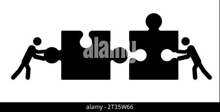 Connexion d'éléments de puzzle. Travail d'équipe, puzzle pièces modèle de ligne de connexion. Icône ou pictogramme de pièces de puzzle. Concept commercial. Symbole de team Banque D'Images
