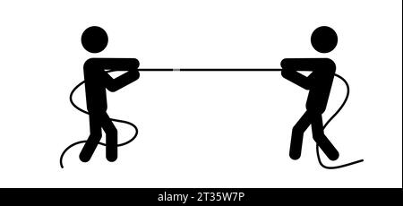 Jeu de compétition de travail d'équipe, les gens de boucle de traction. Équipes d'affaires, concept de concours de test de traction de corde. Les gens d'affaires remorquent du concept de concurrence de guerre. Action Banque D'Images
