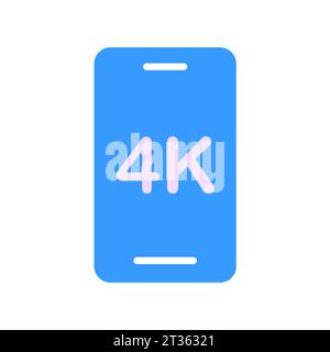 Icône de la ligne 4k smartphone. Gadget, réseau social, applications, Internet, technologie. Icône de couleur vectorielle sur un fond blanc pour les affaires et la publicité Illustration de Vecteur