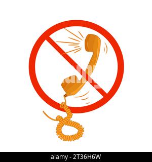 Panneau interdiction de parler.icône d'appel interdit.combiné ancien entouré de rouge.symbole de récepteur interdit.pictogramme d'appel interdit.ne pas appeler.Vector Illustration de Vecteur