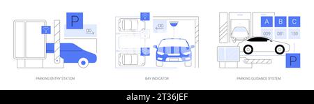 Système de gestion de stationnement intelligent illustrations vectorielles isolées se Illustration de Vecteur