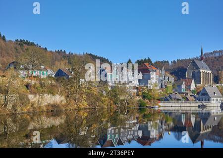 Réservoir Beyenburger Stausee,Wuppertal,Bergisches pays,Rhénanie-du-Nord- Westphalie,Allemagne Banque D'Images