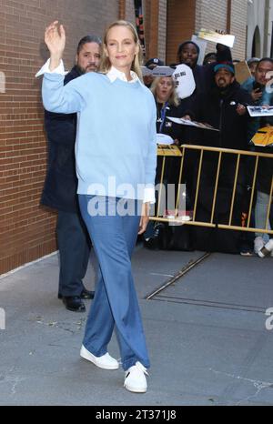 NEW YORK, NY- OCTOBRE 23 : UMA Thurman vu à The View à New York le 23 octobre 2023. Copyright : xRWx crédit : Imago/Alamy Live News Banque D'Images