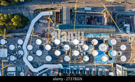 Gare centrale de chantier, Stuttgart 21, vue aérienne, Stuttgart, Baden-Wuerttemberg, Allemagne Banque D'Images
