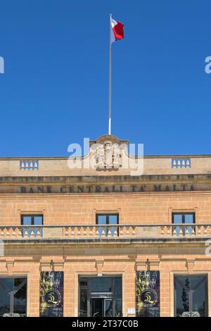La Valette, Malte - 3 août 2023 : vue extérieure avant d'une succursale de la Banque centrale de Malte, la Bank Centrall ta Malta. Banque D'Images