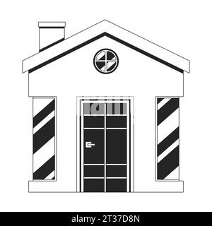 Guardhouse cabine noir et blanc objet de dessin animé de ligne 2D. Illustration de Vecteur