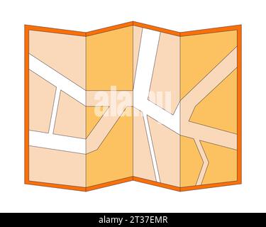 Carte de l'objet de dessin animé linéaire 2D urbain Illustration de Vecteur