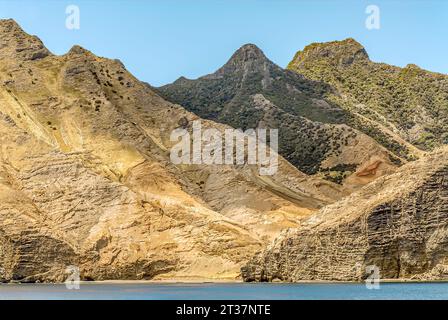 Paysage côtier à l'île Juan Fernandez ou Robinson Crusoe, Chili Banque D'Images