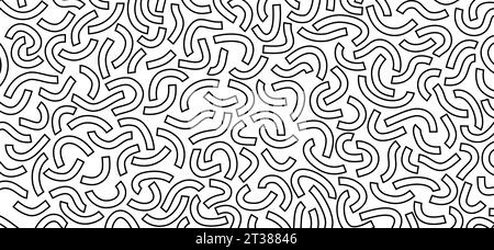 Motif de doodle monochrome. Motif monochrome drôle. Lignes courbes sur fond blanc. Illustration de Vecteur