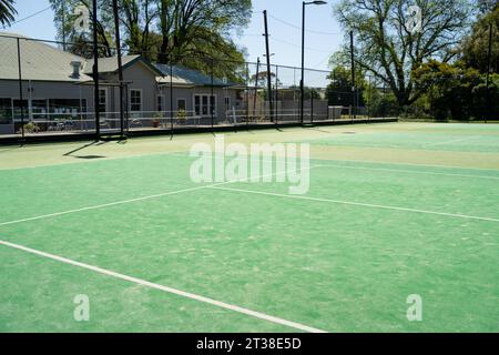 court synthétique dans un parc en été, court de tennis avec un filet en amérique Banque D'Images