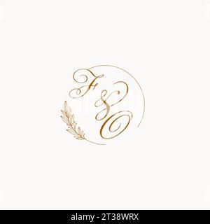 Initiales FO logo monogramme de mariage avec des feuilles et élégant graphique vectoriel de lignes circulaires Illustration de Vecteur