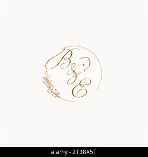 Initiales ÊTRE logo de monogramme de mariage avec des feuilles et élégant graphique vectoriel de lignes circulaires Illustration de Vecteur