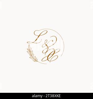 Initiales LX logo monogramme de mariage avec des feuilles et élégant graphique vectoriel de lignes circulaires Illustration de Vecteur