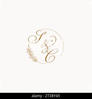 Initiales SC logo monogramme de mariage avec feuilles et élégant graphique vectoriel de lignes circulaires Illustration de Vecteur