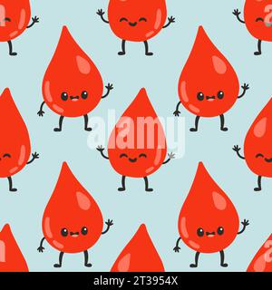 Modèle sans couture de don de sang avec des éléments de doodle. Journée mondiale du don de sang. Illustration vectorielle pour page Web Illustration de Vecteur