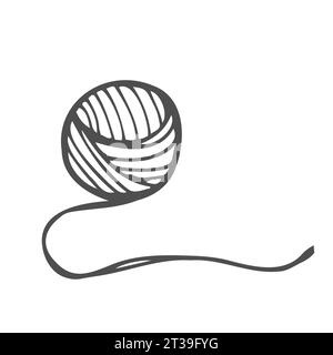 dessin vectoriel dans le style de doodle. boule de fil pour tricoter. une boule de fil de laine est un symbole de couture, de passe-temps, de tricot et de crochet. Illustration de Vecteur