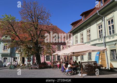 Piața Cetății (place de la Citadelle), Sighişoara, site du patrimoine mondial de l'UNESCO, Comté de Mureş, Transylvanie, Roumanie, Europe Banque D'Images