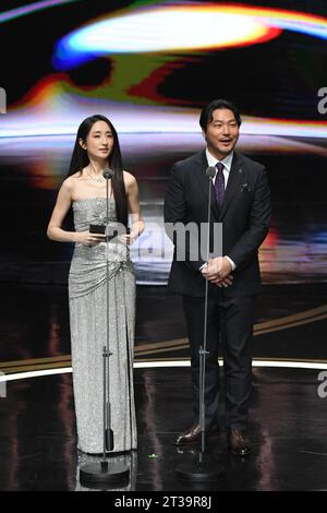L'actrice taïwanaise Ko Chia-yen assiste à la 58e cérémonie des Golden Bell Awards à Taipei, Taiwan, du 21 au 27 octobre 2023. Banque D'Images