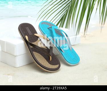 poster coloré photo de tongs tendance Banque D'Images