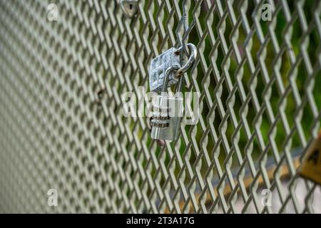 Doubles cadenas sur une clôture d'un pont Banque D'Images