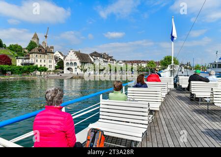 Rapperswil-Jona, St. Gallen 25 mai 2023 : vue sur le port de Rapperswil belle ville située à l'extrémité supérieure du lac de Zurich, en Suisse Banque D'Images