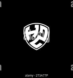 Style d'emblème de monogramme de logo HZ avec des idées de modèle de conception de forme de bouclier Illustration de Vecteur