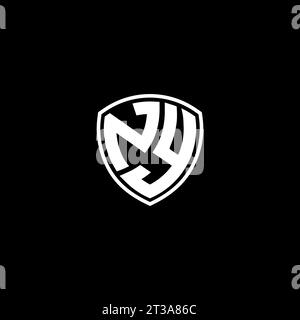 Style d'emblème de monogramme de logo NY avec des idées de modèle de conception de forme de bouclier Illustration de Vecteur