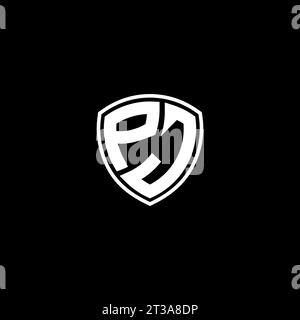 Style d'emblème de monogramme de logo de PJ avec des idées de modèle de conception de forme de bouclier Illustration de Vecteur