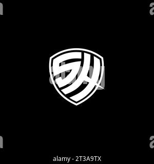 Style d'emblème de monogramme de logo SH avec des idées de modèle de conception de forme de bouclier Illustration de Vecteur