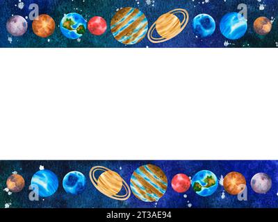 Cadre. Planètes du système solaire. Bordure. Illustration sur fond de l'espace extra-atmosphérique avec des étoiles. Planétarium clip art Banque D'Images
