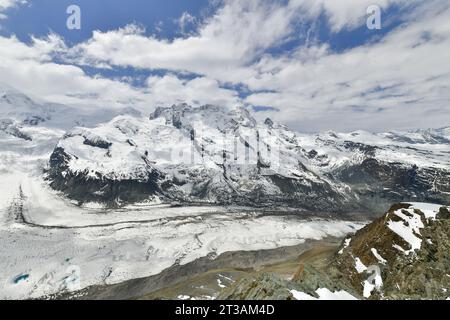 Vue panoramique sur le glacier Gorner à Zermatt, Suisse Banque D'Images