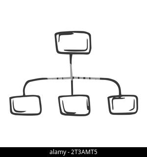 Organigramme avec icônes de personnes. Concept de hiérarchie d'entreprise. Elément d'infographie vectorielle. Doodle grunge mince, plat, icône numérique pour le web et la mob Illustration de Vecteur