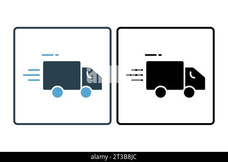 livraison rapide icon.delivery camion. icône associée à la vitesse. convient pour le site web, l'application, les interfaces utilisateur, imprimable, etc Style d'icône solide. Vecteur simple Illustration de Vecteur