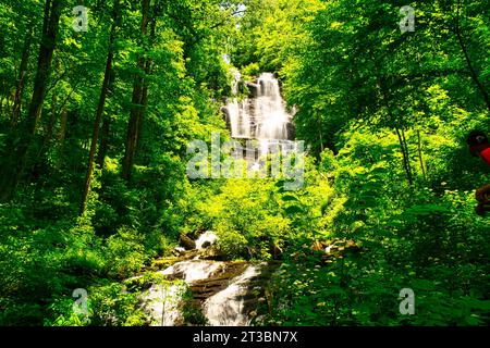 Vue panoramique sur les cascades d'Amicalola la plus haute cascade de l'état de Géorgie, USA Banque D'Images