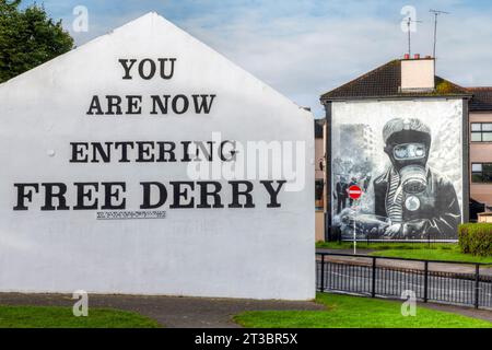 Les peintures murales de Derry, en Irlande du Nord, sont une forme unique et puissante d'art public qui raconte l'histoire du passé troublé de la ville. Banque D'Images