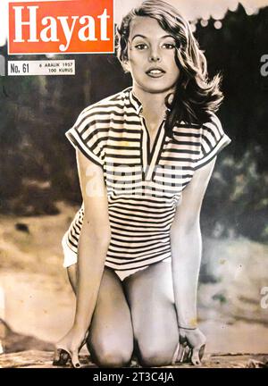 Couverture du magazine turc Hayat avec ANITA EDHAGE. 1957 Banque D'Images