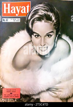 Sylvia Lopez en couverture du magazine turc Hayat, 17 janvier 1958 Banque D'Images