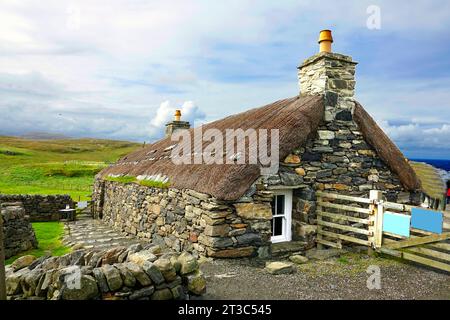 Gearrannan Blackhouse Villagein Île de Lewis Hébrides extérieures Écosse Royaume-Uni Banque D'Images