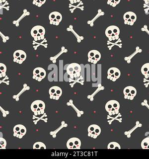 Halloween Skulls et Crossbones Seamless Pattern Design Banque D'Images