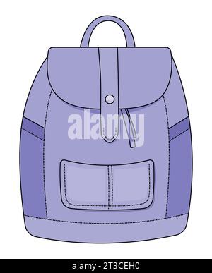 Mignon sac à dos bleu simple, illustration de couleur vectorielle Illustration de Vecteur