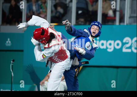 Santiago, Chili. 24 octobre 2023. Le Brésil remporte la ronde préliminaire au Taekwondo, aux Jeux panaméricains de Santiago en 2023. Crédit : Renato assis/FotoArena/Alamy Live News Banque D'Images