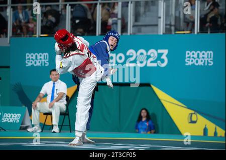 Santiago, Chili. 24 octobre 2023. Le Brésil remporte la ronde préliminaire au Taekwondo, aux Jeux panaméricains de Santiago en 2023. Crédit : Renato assis/FotoArena/Alamy Live News Banque D'Images