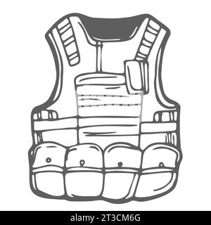 Illustration Silhouette icône Soldier Vest. Body Armor Vector Pictogramme symbole clip Art. Affiche noire Doodle Sketch. Illustration de Vecteur