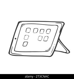 Doodle de tablette numérique - illustration en noir et blanc. Vecteur de doodle dessiné à la main Illustration de Vecteur