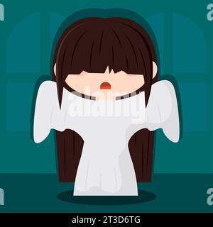 Mignon Kawaii zombie fille costume Halloween saison Vector Illustration de Vecteur