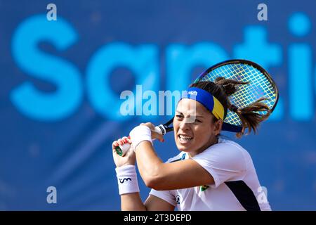 Santiago, Brésil. 24 octobre 2023. CHILI - SANTIAGO - 10/24/2023 - MATCHS PANAMÉRICAINS SANTIAGO 2023, TENNIS - athlète brésilienne Carolina Meligeni dans la ronde 32 compétition de tennis qui s'est tenue au tennis Sports Center pendant les Jeux panaméricains Santiago 2023. Photo : Gabriel Heusi/ crédit : AGIF/Alamy Live News Banque D'Images