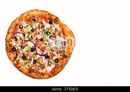 Blanc tout pizza sur un fond blanc Banque D'Images