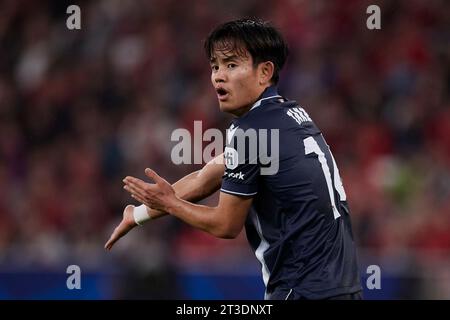 Takefusa Kubo de Real Sociedad réagit lors du match de l'UEFA Champions League entre SL Benfica et Real Sociedad à l'Estadio do Sport Lisboa e Benfica le 24 octobre 2023 à Lisbonne, Portugal. Banque D'Images