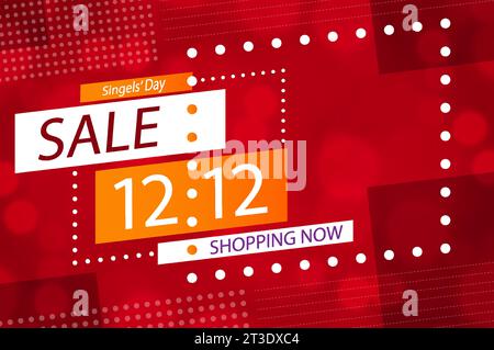 12,12 Shopping Day affiche de vente ou flyer design sur fond de couleur pour bannière, affiche ou site Web pour la journée mondiale du shopping mondial 12 de décembre pour Illustration de Vecteur