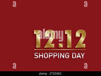 12,12 Shopping Day affiche de vente ou flyer design sur fond de couleur pour bannière, affiche ou site Web pour la journée mondiale du shopping mondial 12 de décembre pour Illustration de Vecteur